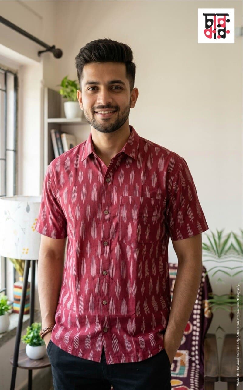 Reddish Brown Ikkat Shirt